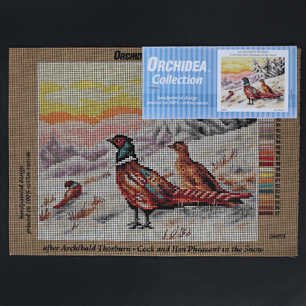 Orchidea 24x30 cm Archibald Thorburn - Cock And Hen Pheasant in The Snow Printed Gobelin 2648H
