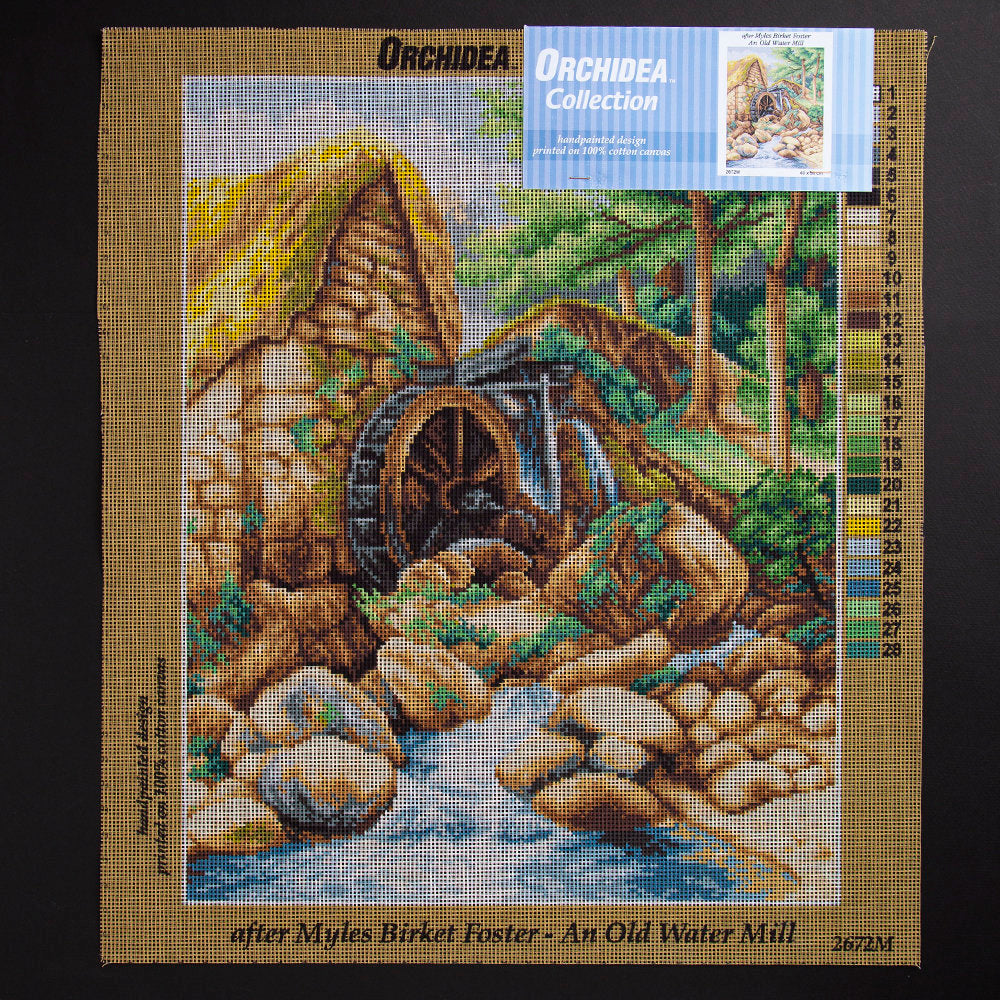 Orchidea 40x50cm Printed Gobelin, Myles Birket Foster - An Old Water Mill - 2672M