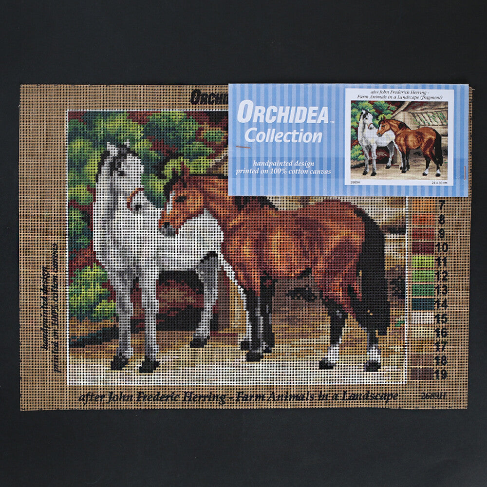 Orchidea 24x30 cm John Frederick Herring - Farm Animals in A Landscape Fragment Printed Gobelin 2689