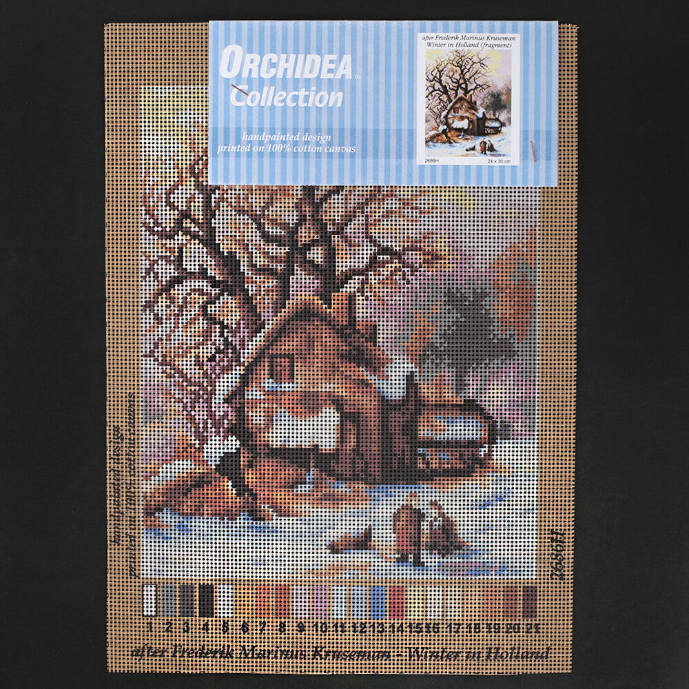 Orchidea 24x30 cm Frederik Marinus Kruseman - Winter in Holland Fragment Printed Gobelin 2686H