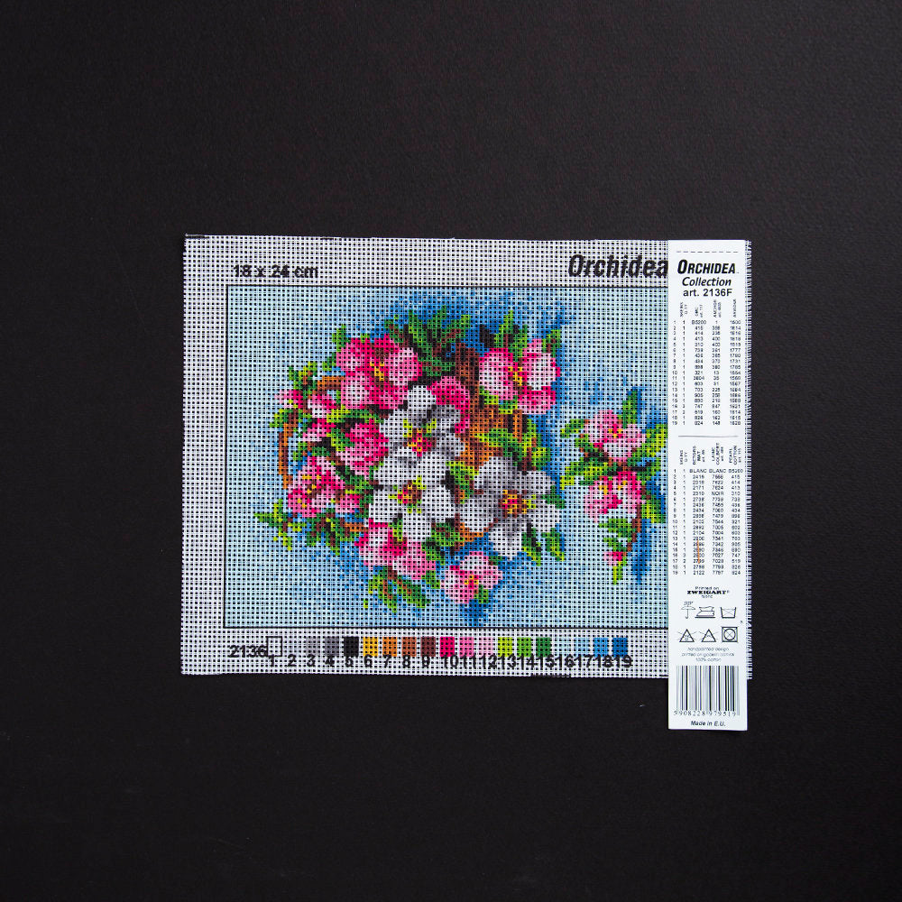 Orchidea 18x24cm Printed Gobelin, Flowers in a Basket - 2136F