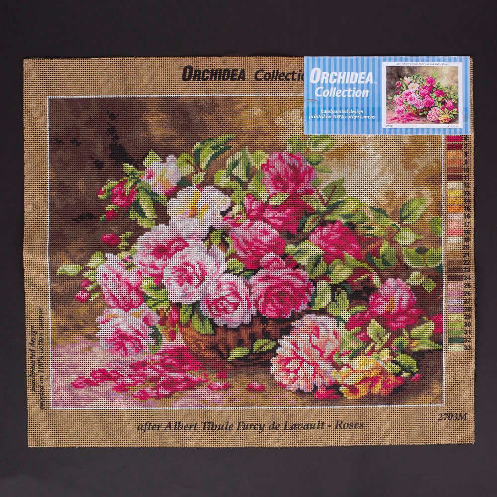 Orchidea 40x50cm Printed Gobelin, Albert Tibulle Furcy de Lavault - Roses - 2703M