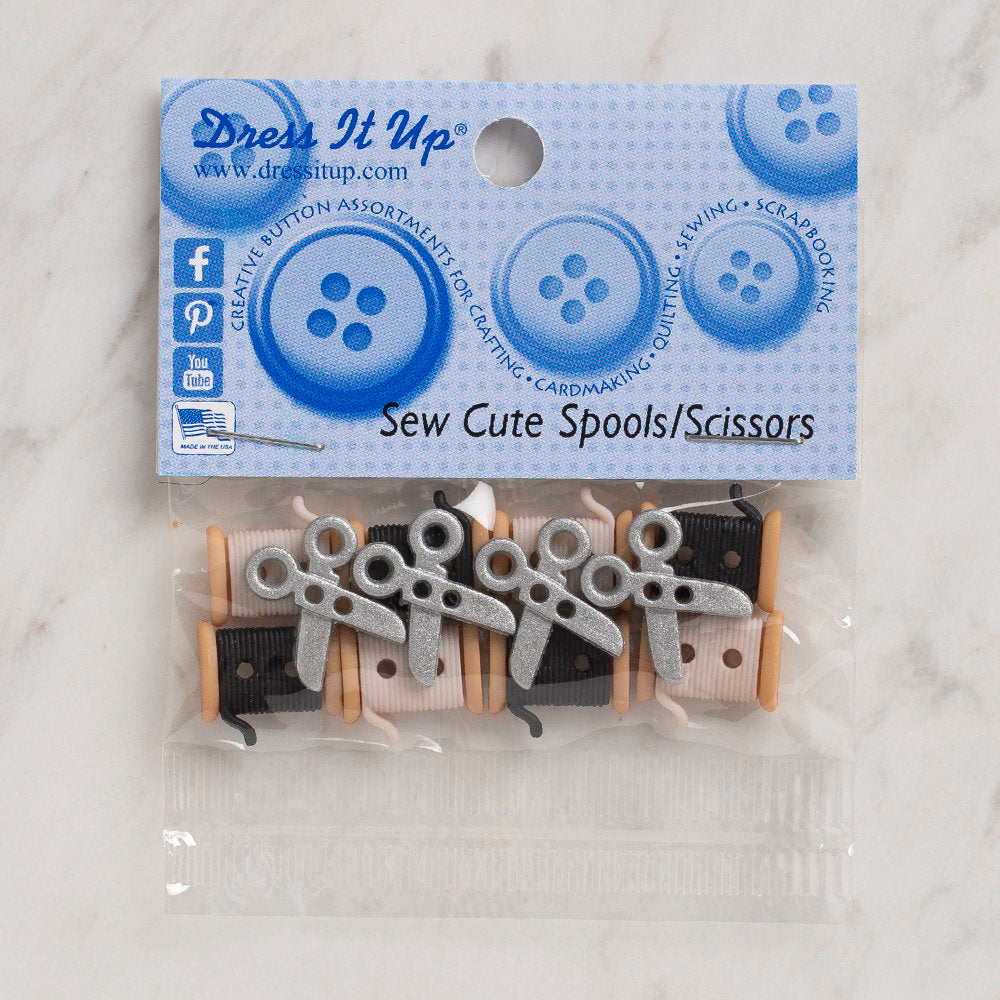 Dress It Up Creative Button Assortment, Sew Cute Spools/Scissors - 6942