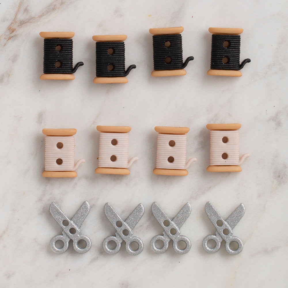 Dress It Up Creative Button Assortment, Sew Cute Spools/Scissors - 6942