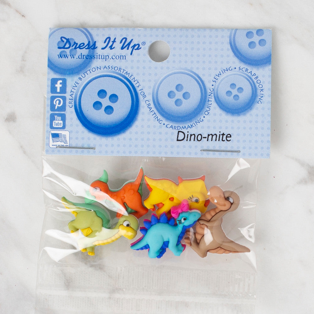 Dress It Up Creative Button Assortment, Dino-mite