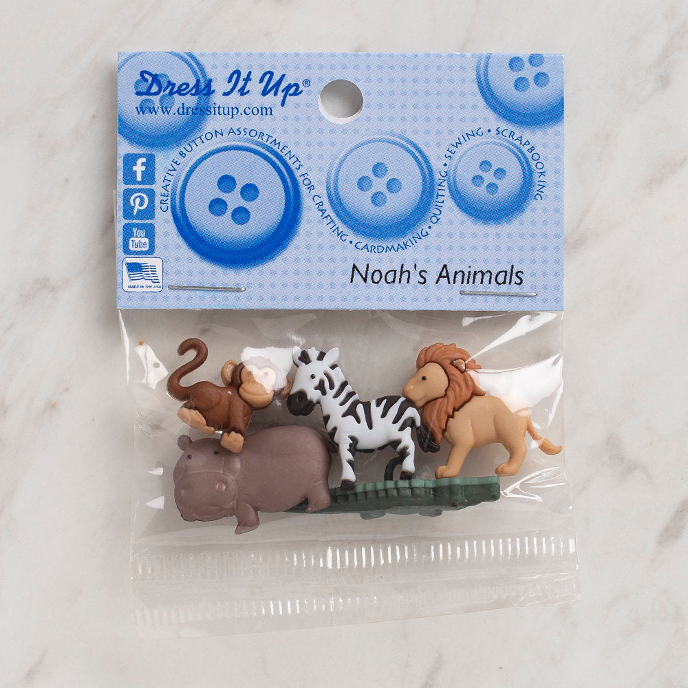 Dress It Up Creative Button Assortment, Noah's Animals - 9003
