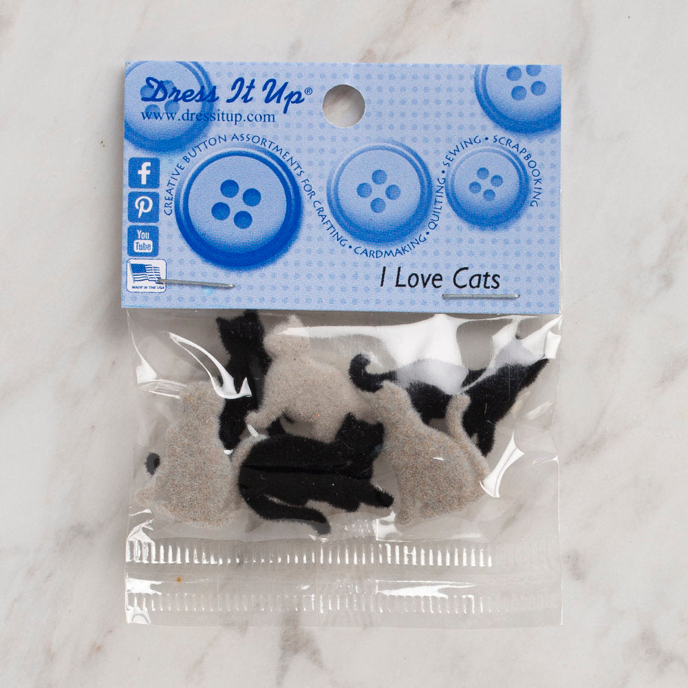 Dress It Up Creative Button Assortment, I Love Cats - 9351