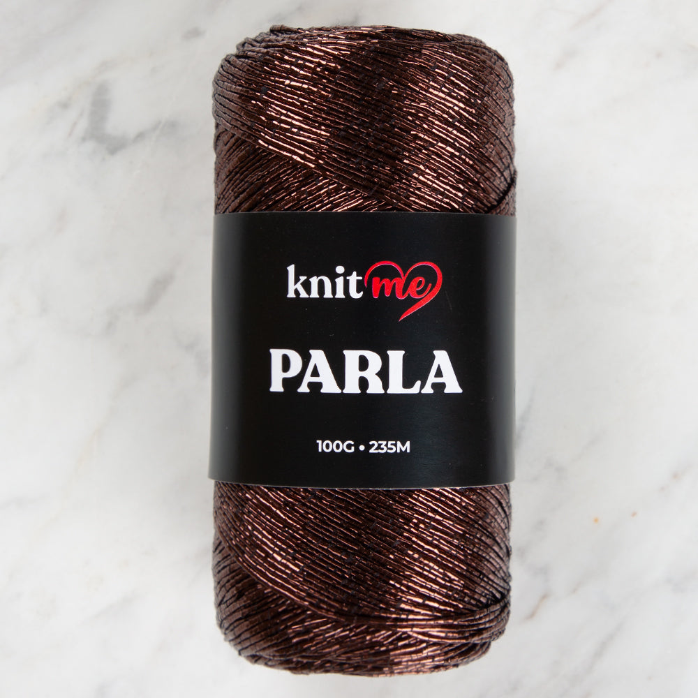 Knitme Parla Glitter Knitting Yarn - Brown