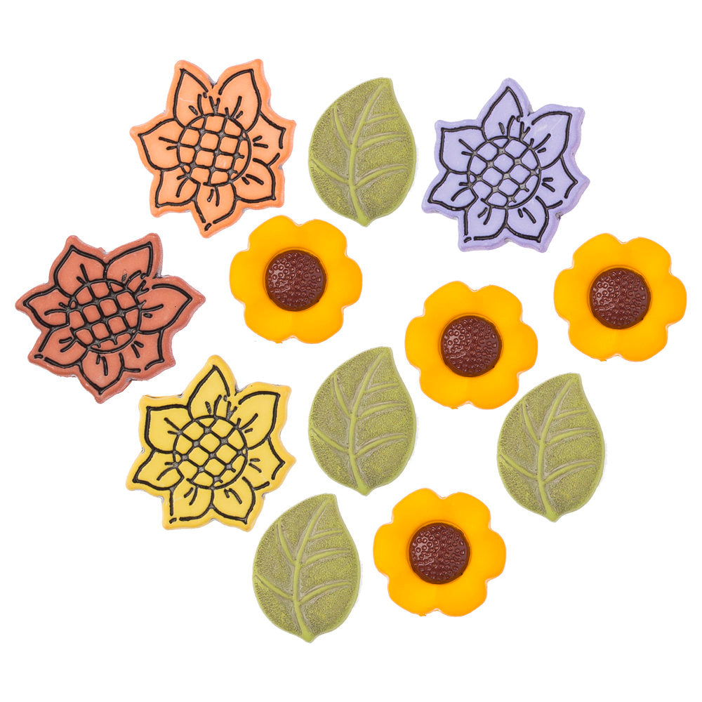 Buttons & Galore Decorative Baby Button, Sunflowers