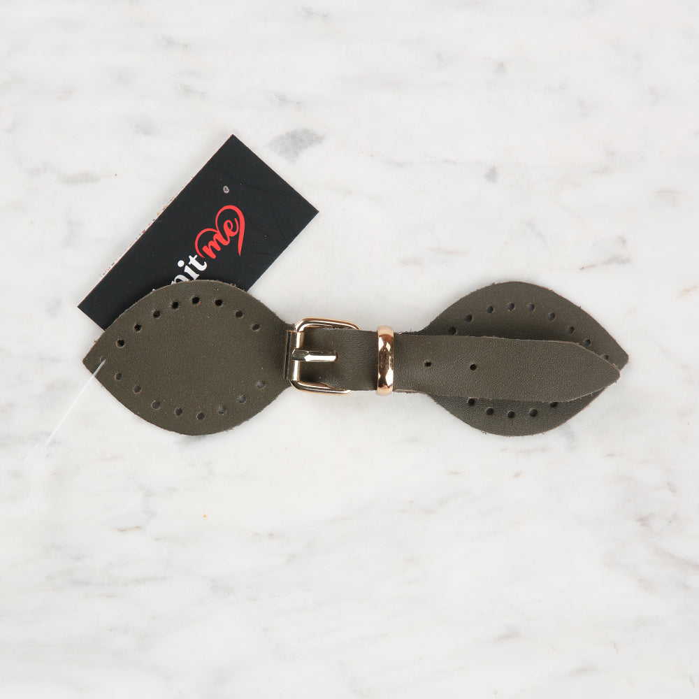 Knitme Genuine Leather Butterfly Apparatus 14 cm Khaki BA-0030