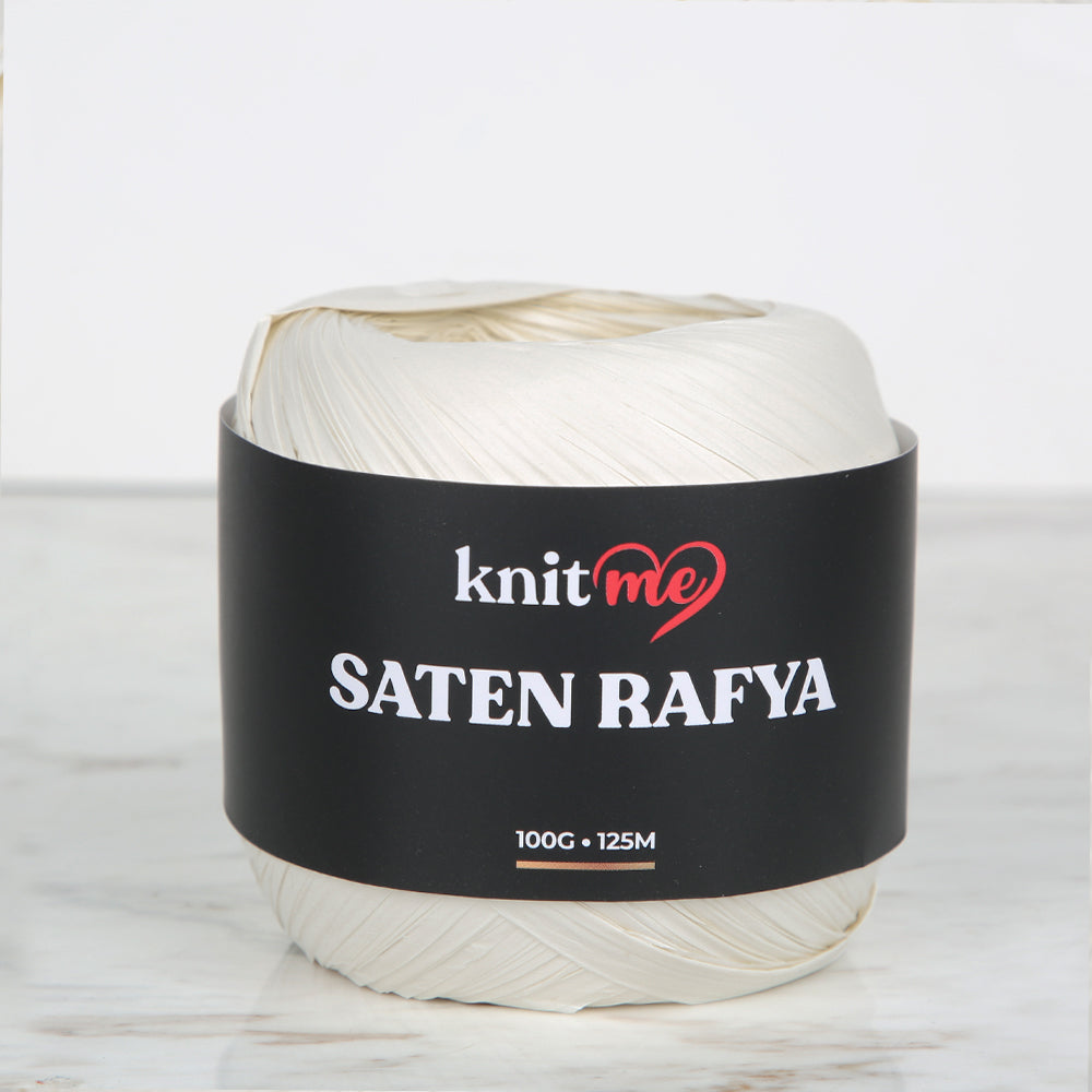 Knitme Satin Raffia Yarn, Cream - 5