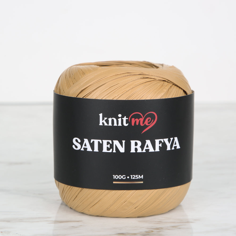Knitme Satin Raffia Yarn, Beige - 3