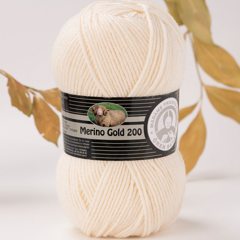 Madame Tricote Paris Merino Gold 200 Knitting Yarn, Cream - 4-1842