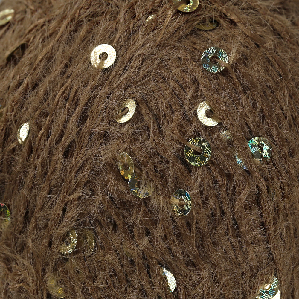 La Mia Club Paillettes Hand Kniitting Yarn, Brown - 621