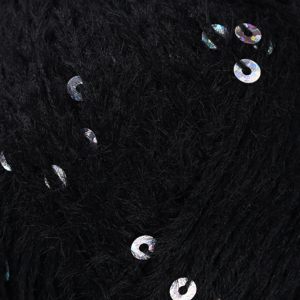 La Mia Club Paillettes Hand Kniitting Yarn, Black - 606