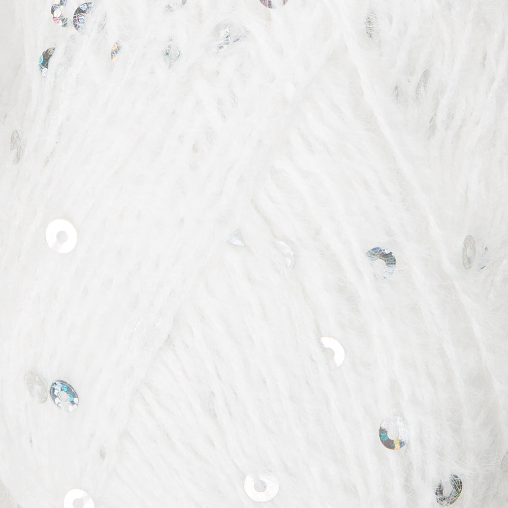 La Mia Club Paillettes Hand Kniitting Yarn, White - 601
