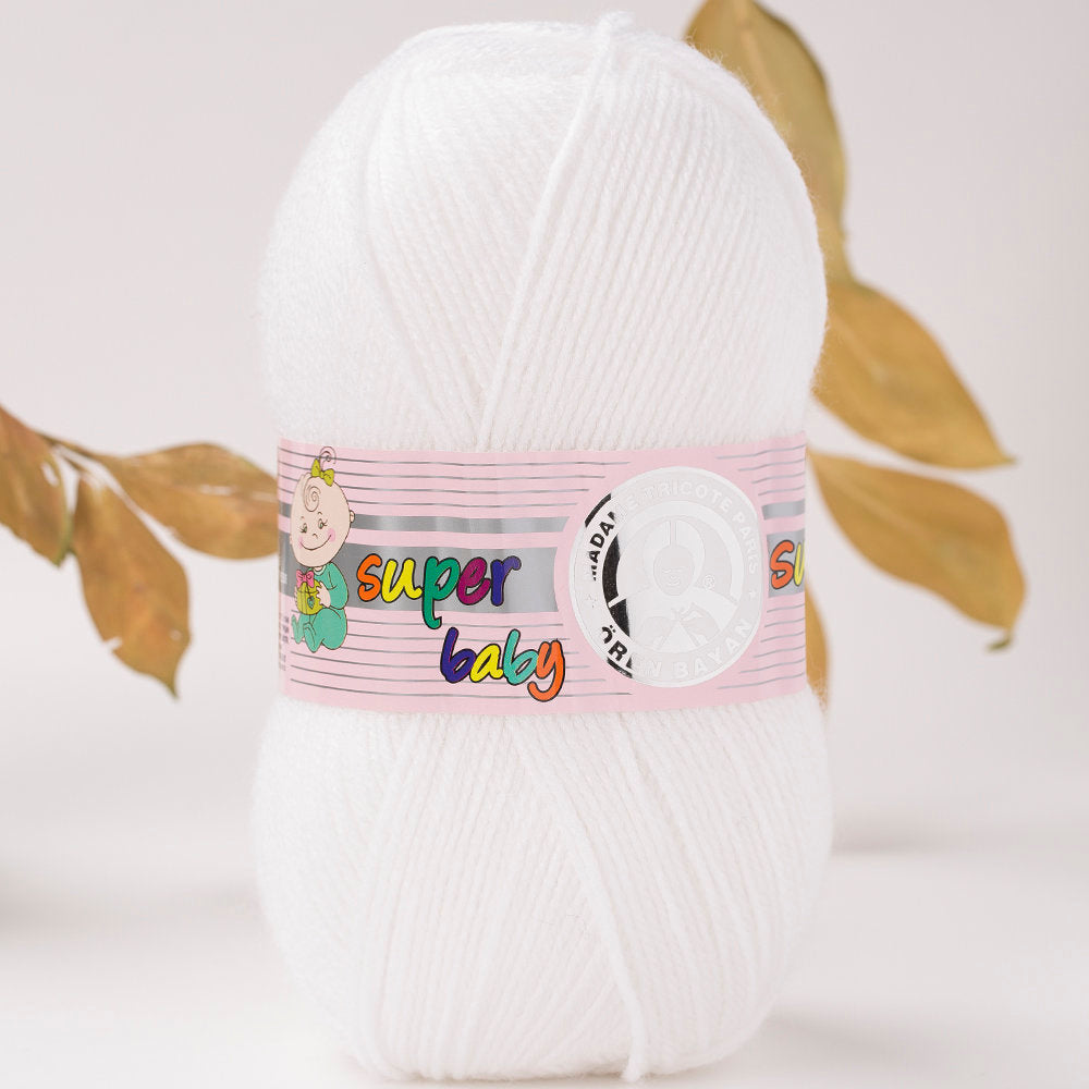 Madame Tricote Paris Super Baby Knitting Yarn, White - 3-1758