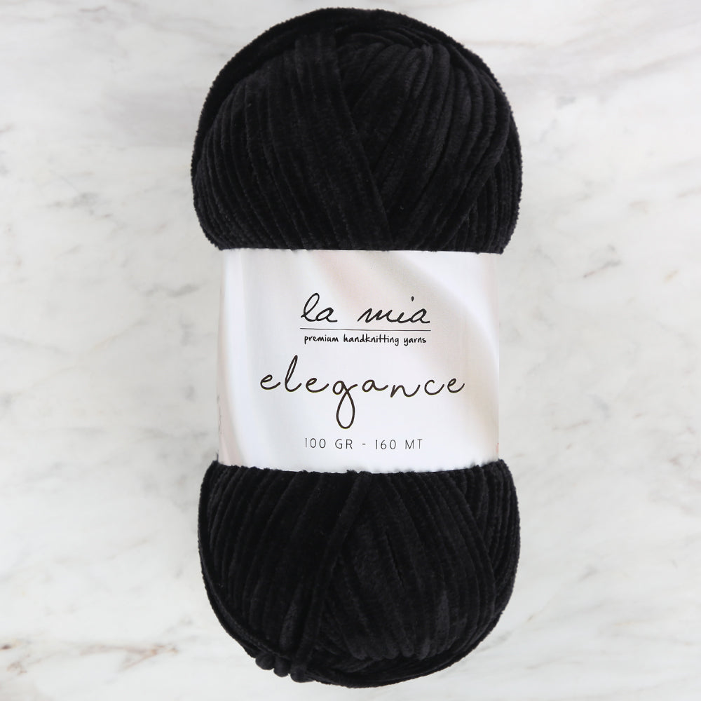 La Mia Elegance Fine Velvet Hand Knitting Yarn,Black - L902