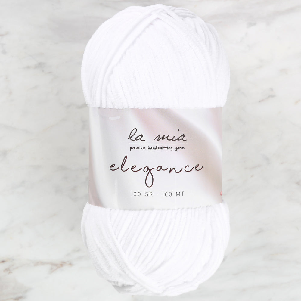 La Mia Elegance Velvet Hand Knitting Yarn,White - L901