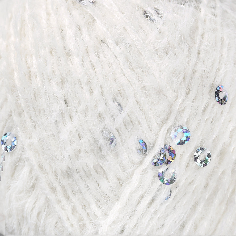 La Mia Club Paillettes Hand Kniitting Yarn, Cream - 602