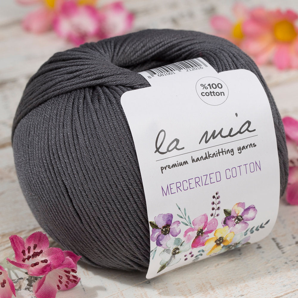 La Mia Mercerized Cotton Yarn, Dark Grey - 236