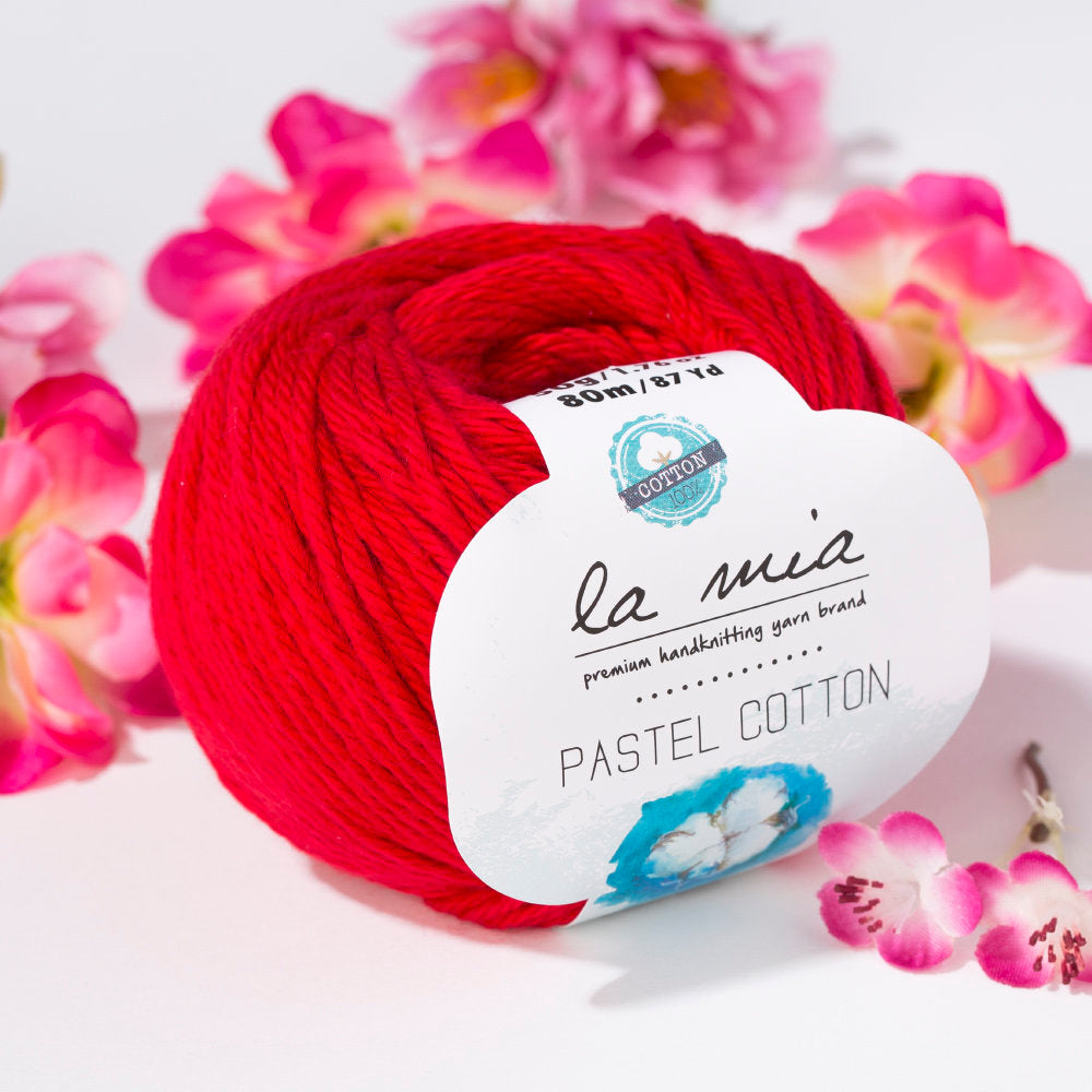 La Mia Pastel 100% Cotton Yarn, Red - L004