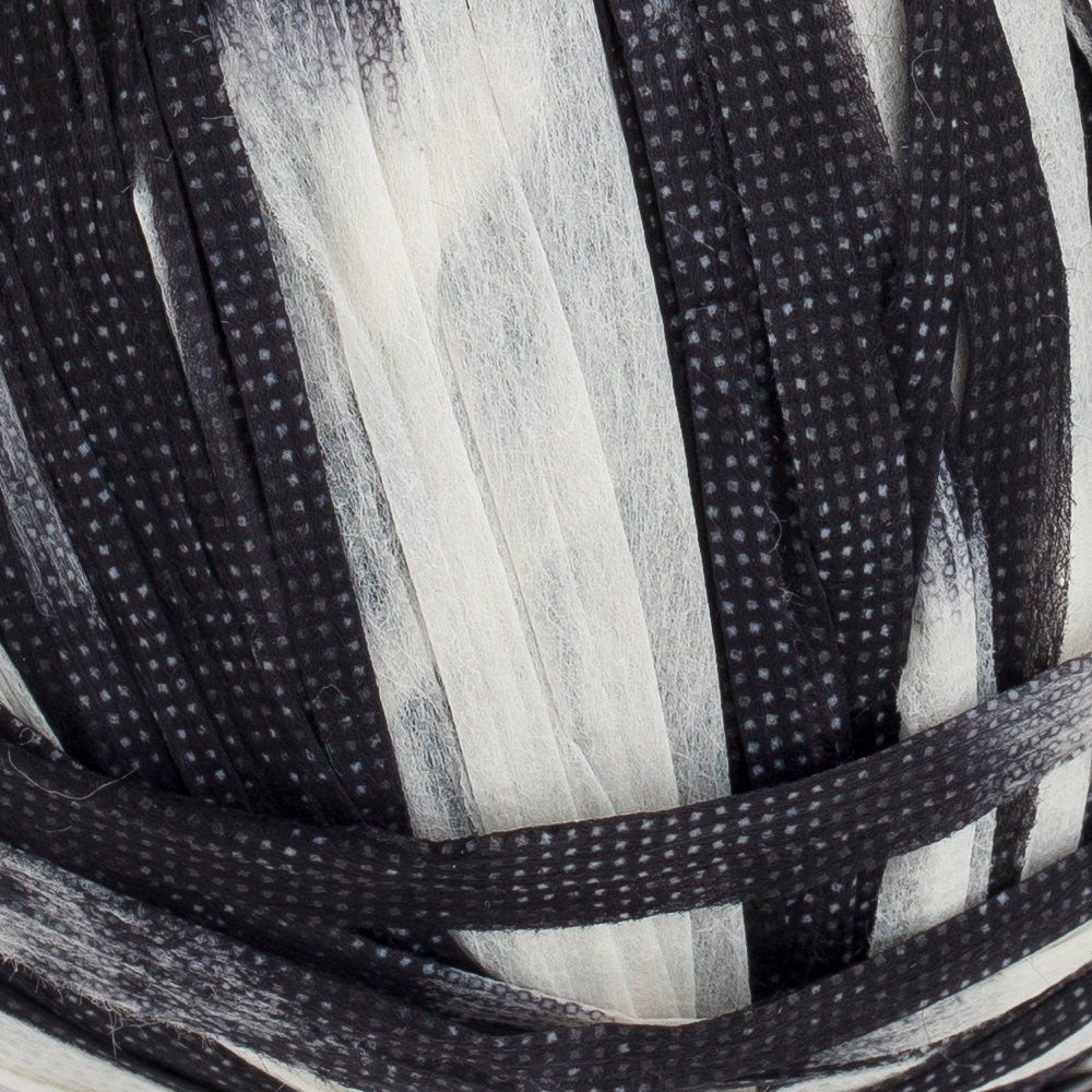 Loren Fashion Raffia Paper Yarn, Black and White - R072