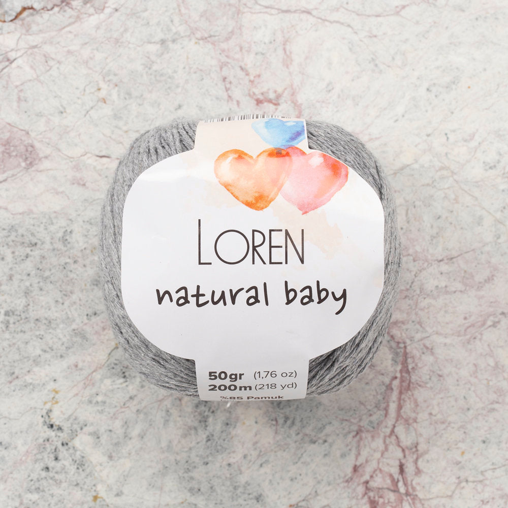 Loren Natural Baby Yarn, Light Grey - R079