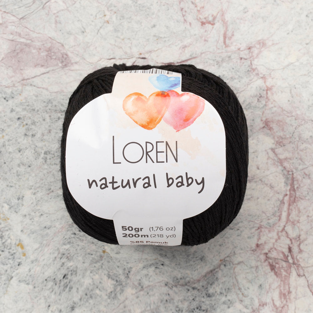 Loren Natural Baby Yarn, Black - R004