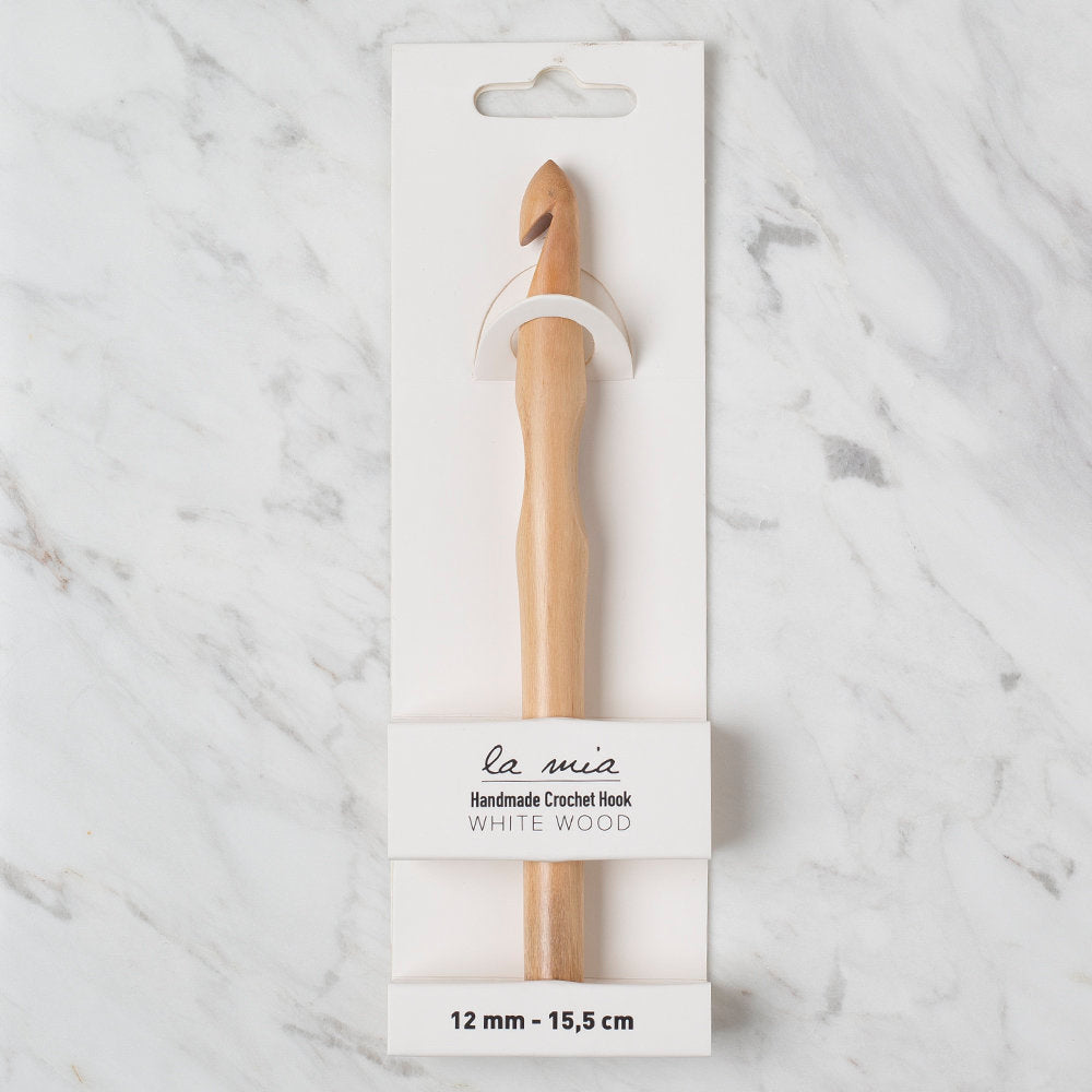 La Mia Whitewood 12 mm 15.5 cm Wooden Crochet Hook