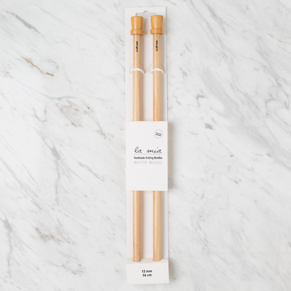 La Mia Whitewood 12 mm 36 cm Wooden Knitting Needle