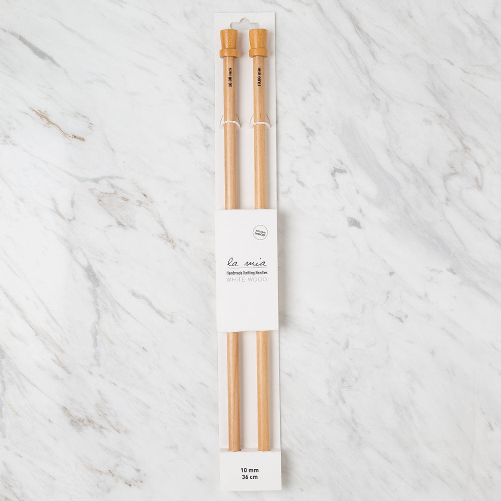 La Mia Whitewood 10 mm 36 cm Wooden Knitting Needle