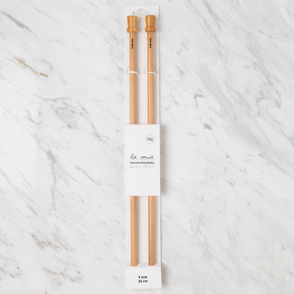 La Mia Whitewood 9 mm 36 cm Wooden Knitting Needle