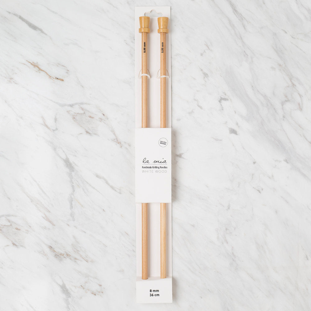 La Mia Whitewood 8 mm 36 cm Wooden Knitting Needle