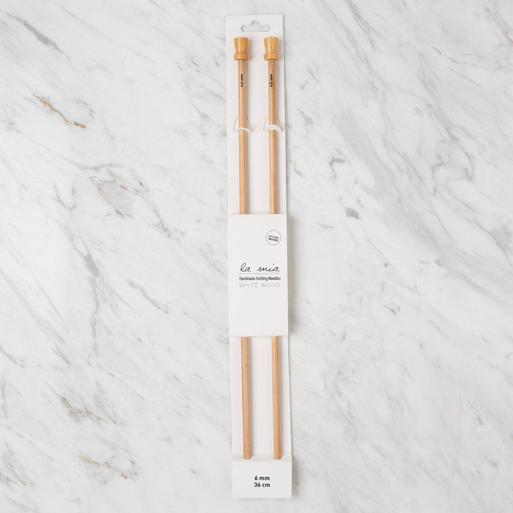 La Mia Whitewood 6 mm 36 cm Wooden Knitting Needle