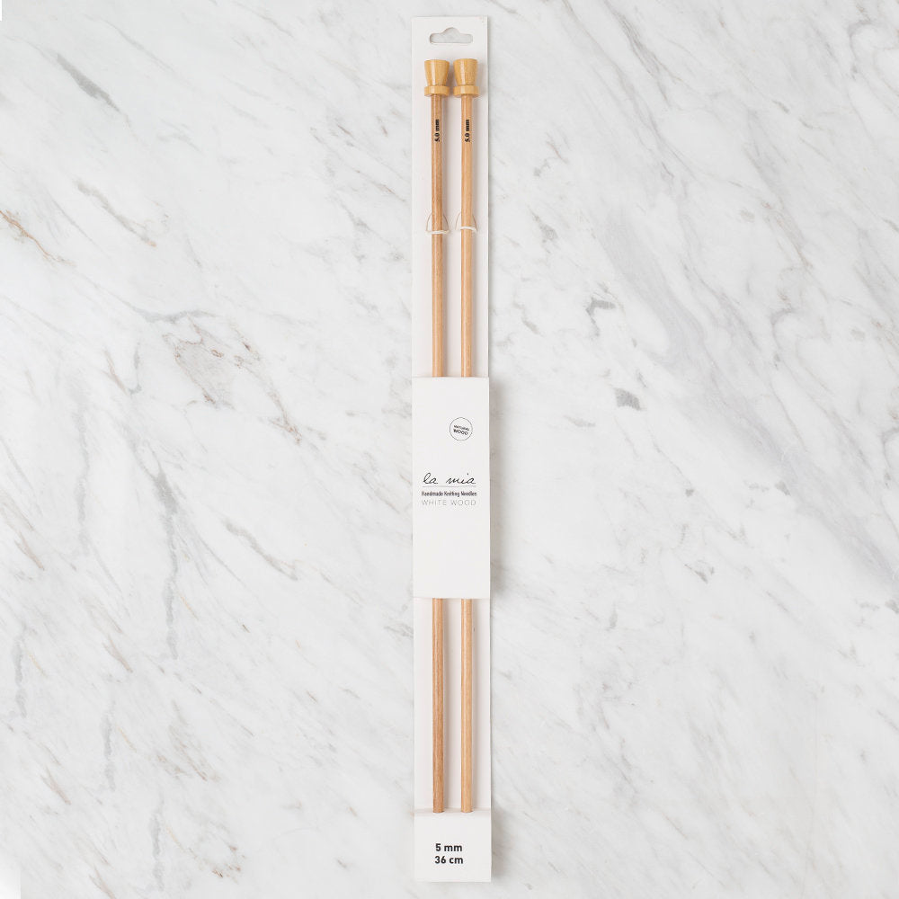 La Mia Whitewood 5 mm 36 cm Wooden Knitting Needle