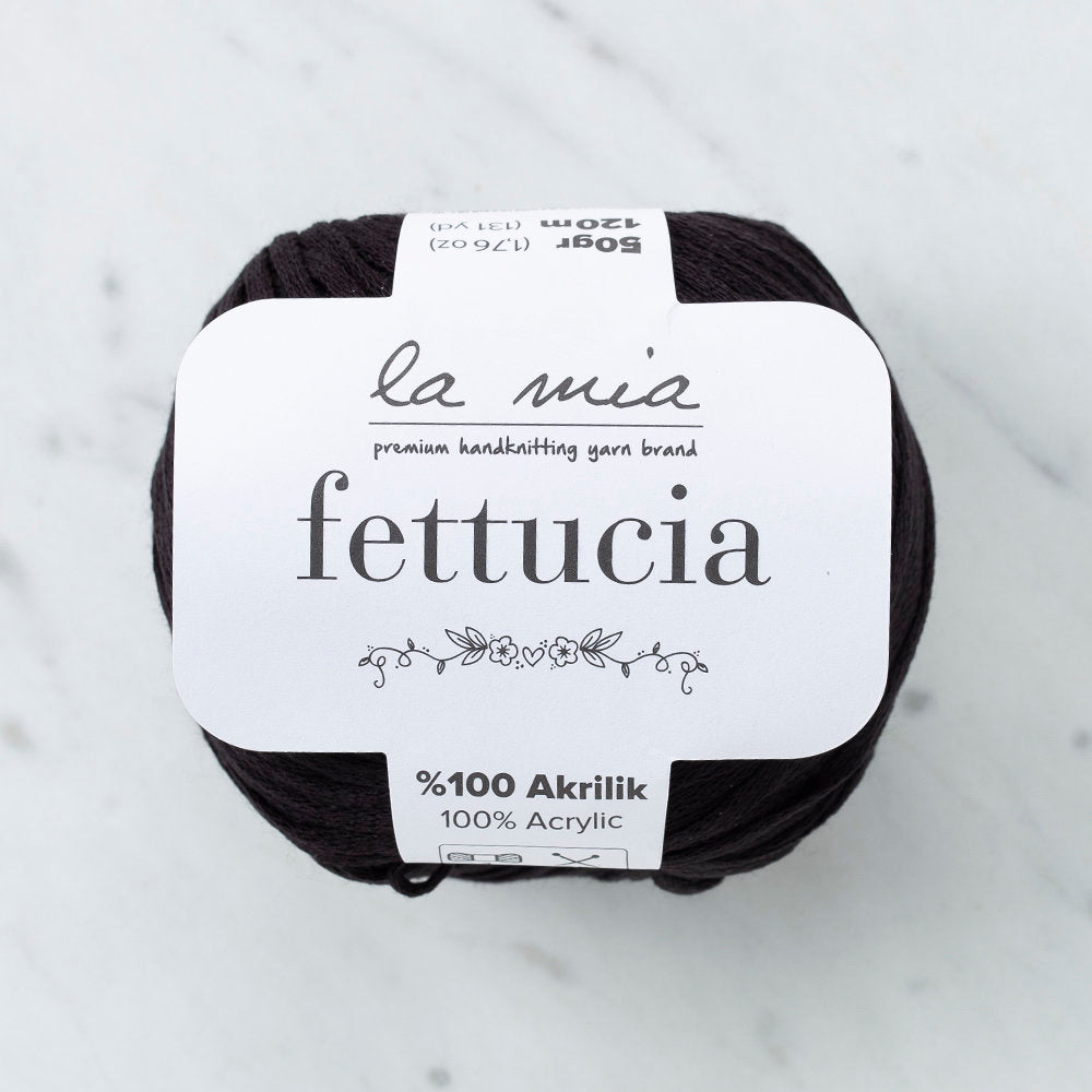 La Mia Fettucia 6 Skeins Yarn, Black - L006