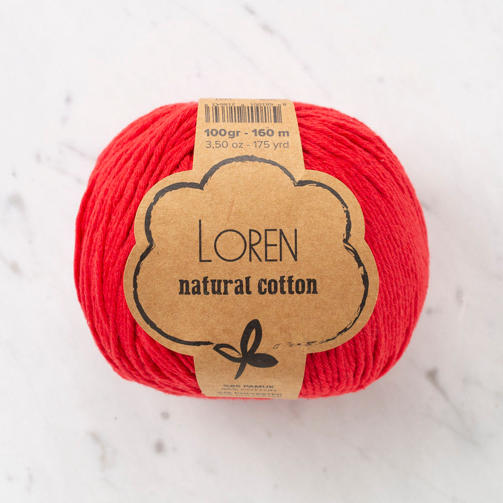 Loren Natural Cotton Yarn, Red - R003