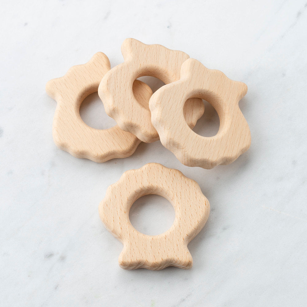 Loren 4 Pcs Wooden Teether Ring, Shell Shape
