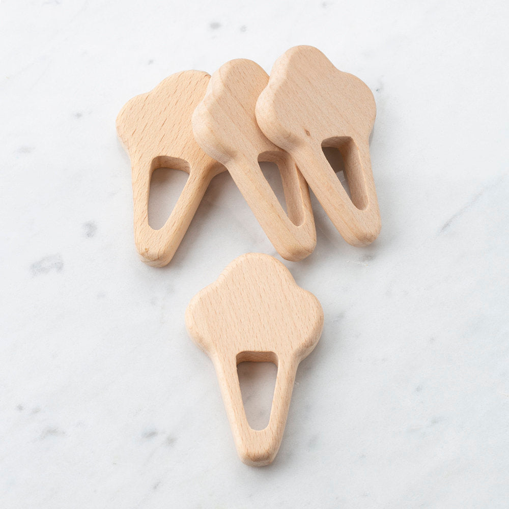 Loren 4 Pcs Wooden Teether Ring, Ice Cream Shape