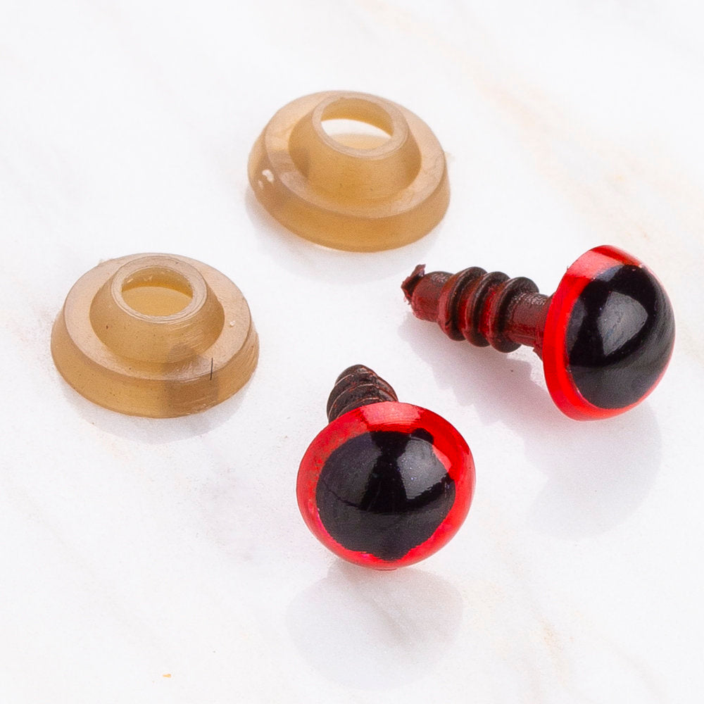 Loren 8 mm 5 Pairs Amigurumi Safety Plastic Eyes, Red