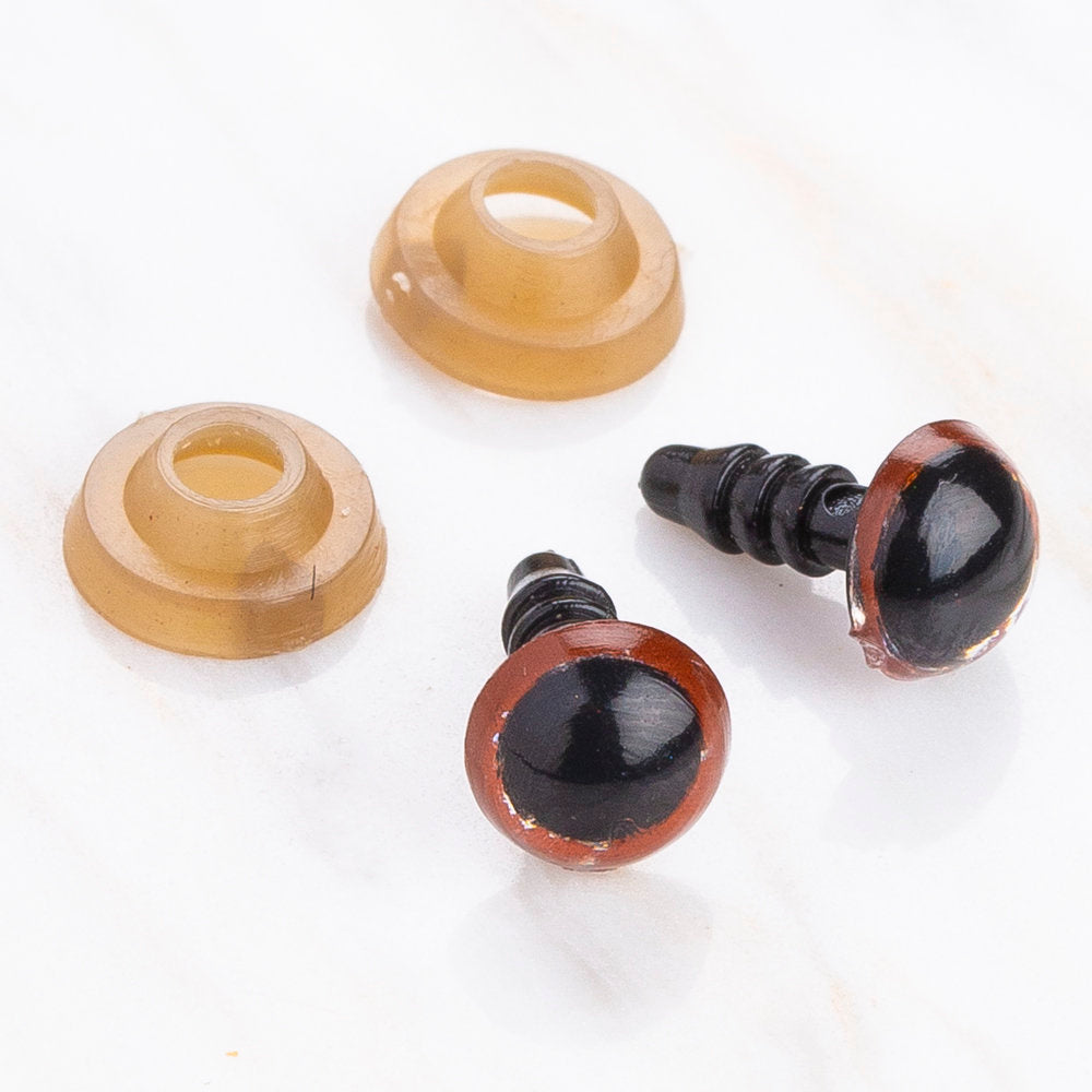Loren 8 mm 5 Pairs Amigurumi Safety Plastic Eyes, Brown