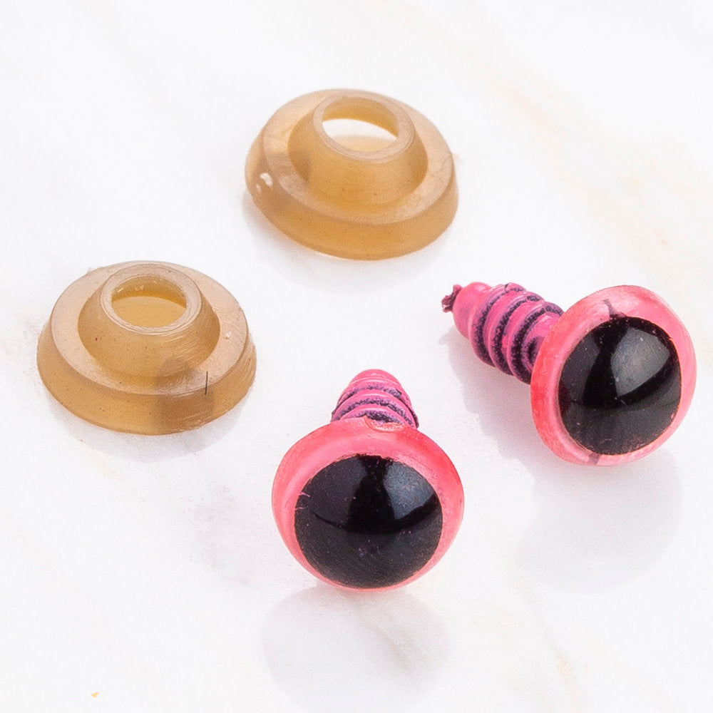 Loren 8 mm 5 Pairs Amigurumi Safety Plastic Eyes, Pink
