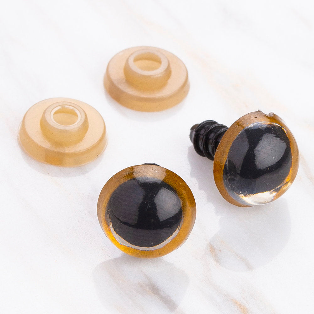 Loren 12 mm 5 Pairs Amigurumi Safety Plastic Eyes, Light Brown