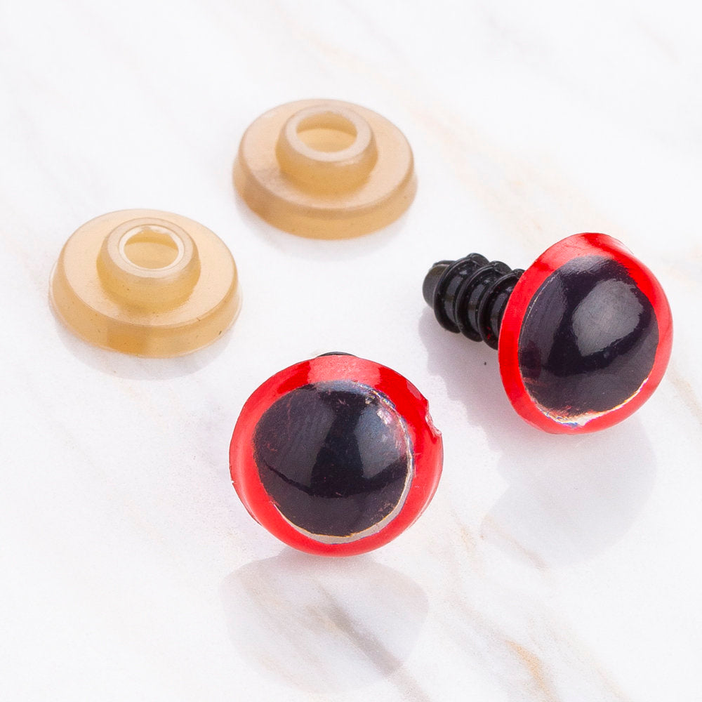 Loren 12 mm 5 Pairs Amigurumi Safety Plastic Eyes, Red