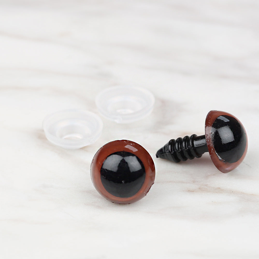 Loren 12 mm 5 Pairs Amigurumi Safety Plastic Eyes, Brown