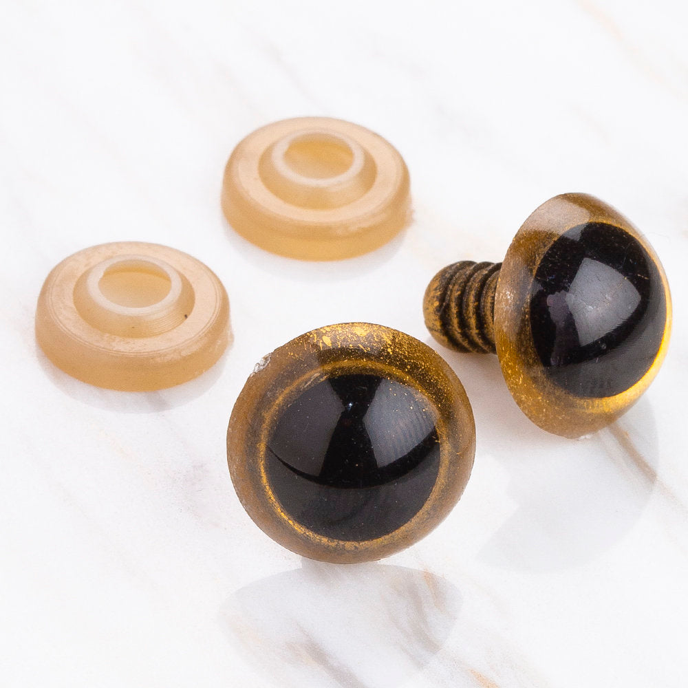 Loren 15 mm 5 Pairs Amigurumi Safety Plastic Eyes, Golden