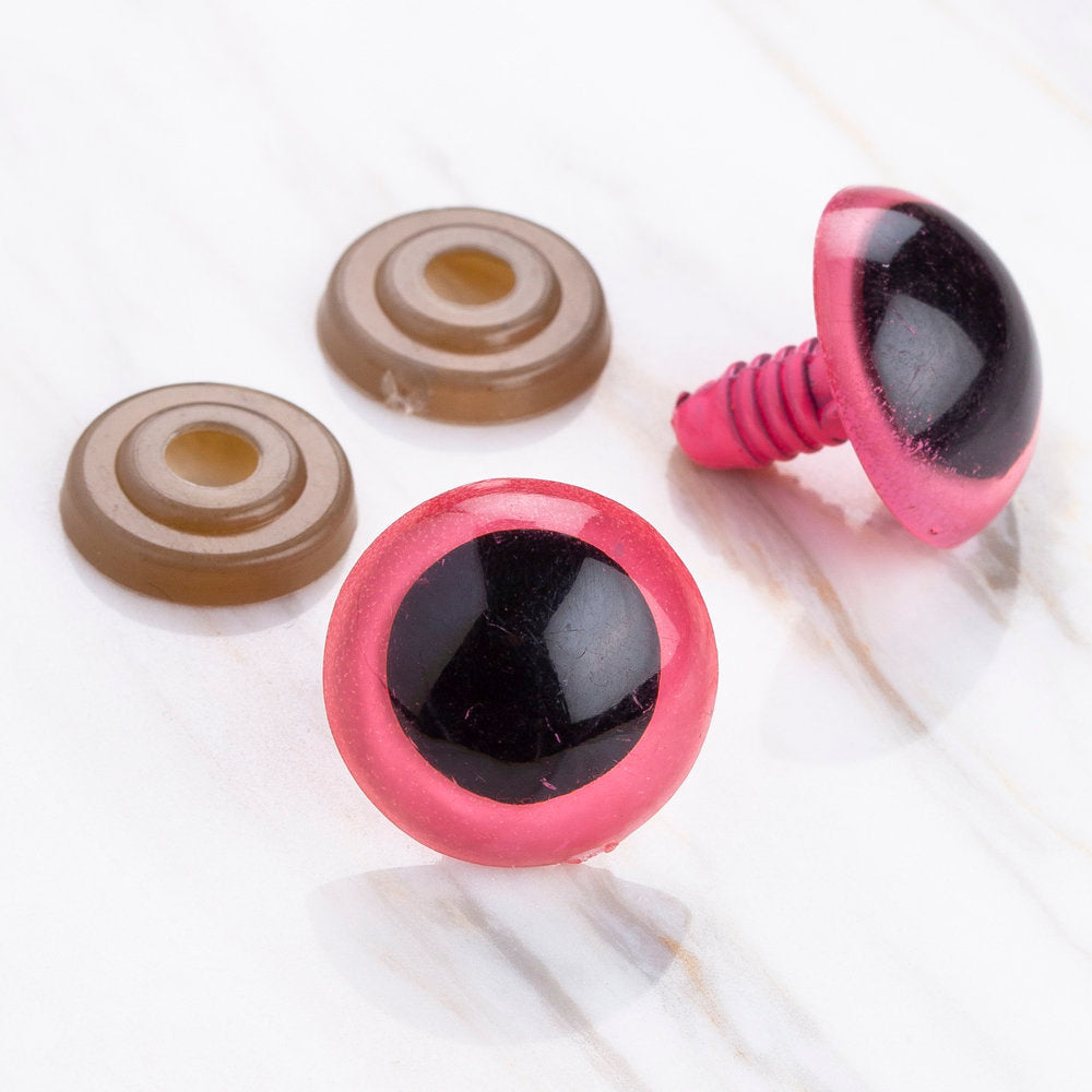 Loren 20 mm 5 Pairs Amigurumi Safety Plastic Eyes, Pink