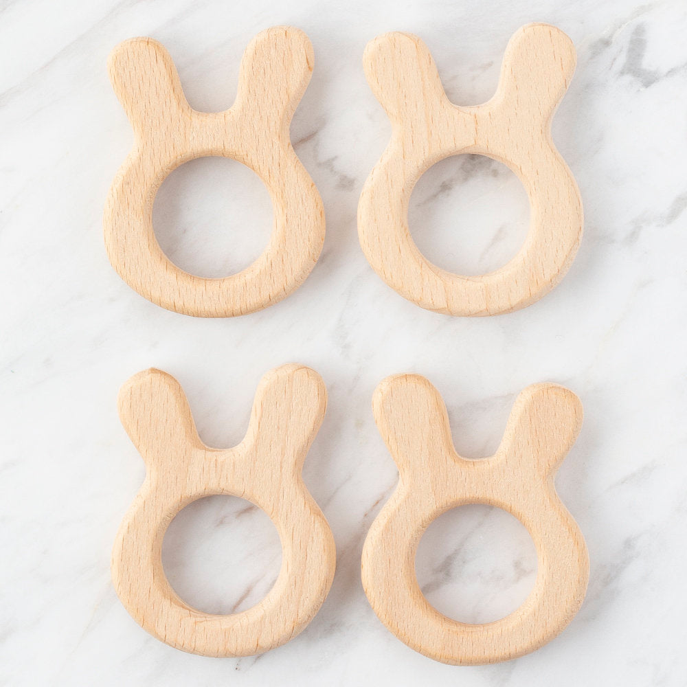 Loren 4 Pcs Wooden Teether Ring, Rabbit