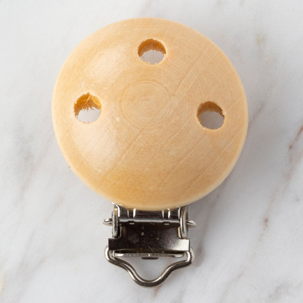 Loren Round Shaped Wooden Pacifier Clip, Natural